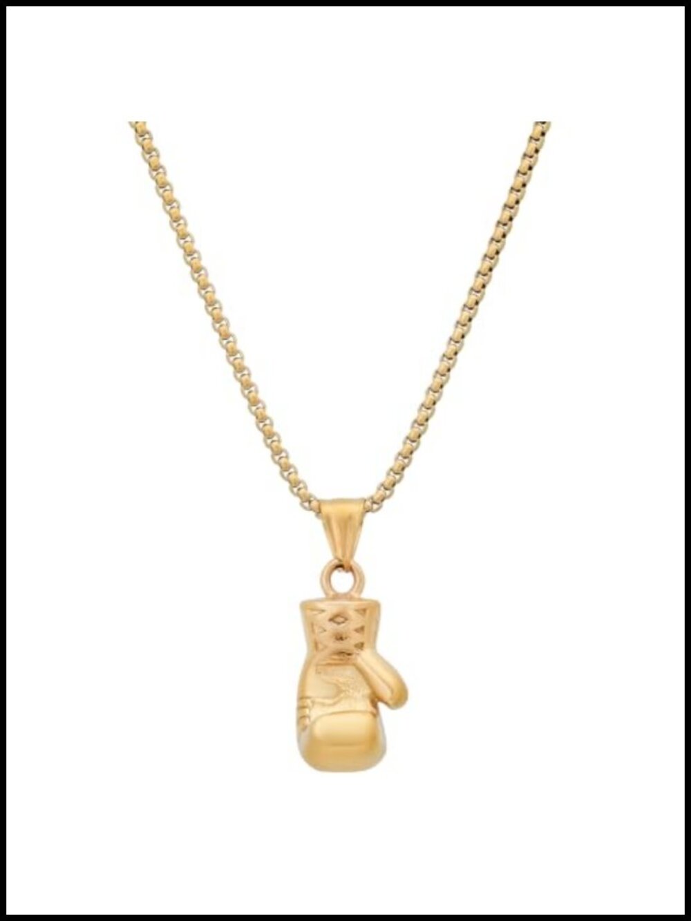 Men's Stainless Steel Boxing Glove Pendant Necklace 24" Box Chain